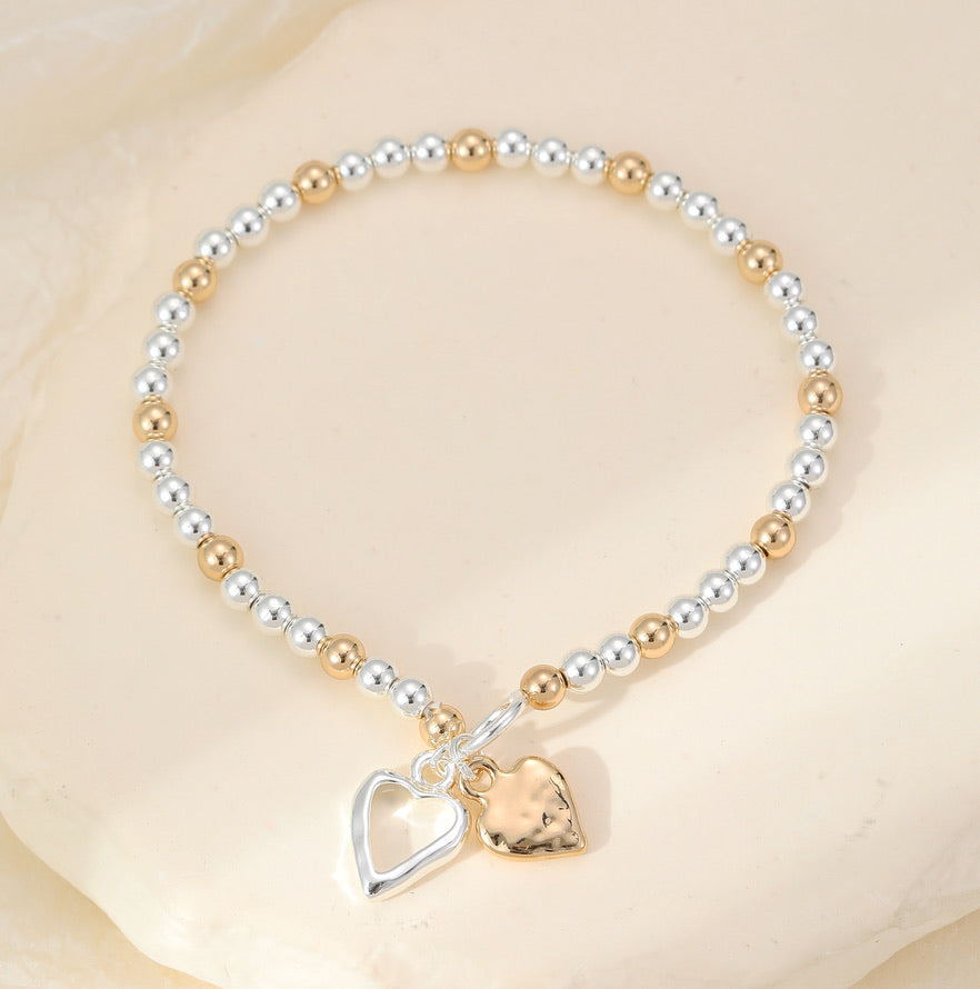 Mia Tui Jewellery Double Heart Beaded Bracelet